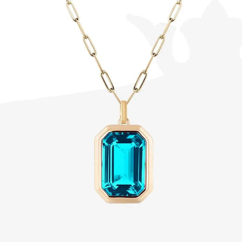 Emerald-Cut Crystal Pendant Necklace