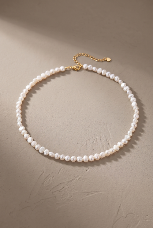 DropIQ white baroque nugget pearl choker